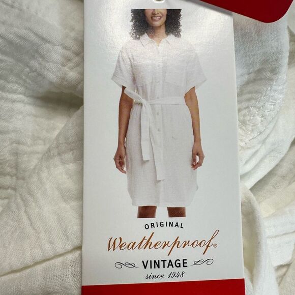 NWT Weatherproof Vintage Women’s White Short Sleeve Button Up Gauzy Dress Size M - Picture 8 of 10
